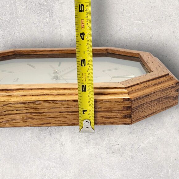 Vintage Sunbeam Quartz 882-627 Octagon Wood Wall Clock MCM Gold Tone Working - Picture 5 of 5